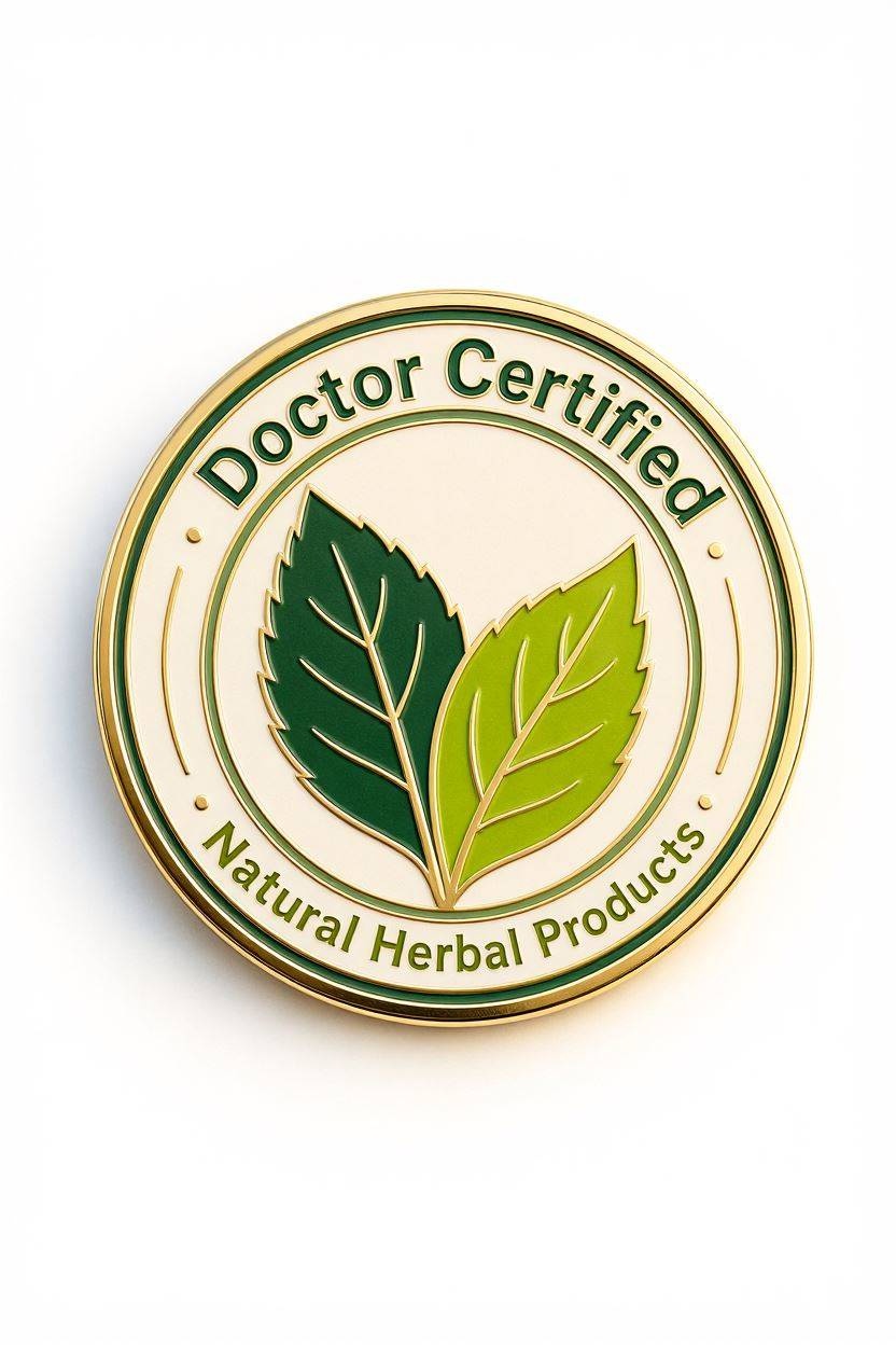 doctor certified natural herbal products badge with green le (1)